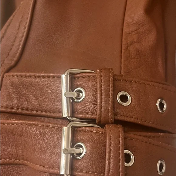 BCBG Women's Genuine Leather Moto Jacket - Picture 3 of 8